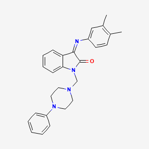 (3Z)-3-[(3,4-dimethylphenyl)imino]-1-[(4-phenylpiperazin-1-yl)methyl]-1,3-dihydro-2H-indol-2-one