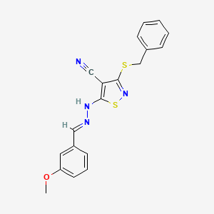 3-(benzylsulfanyl)-5-[(2E)-2-(3-methoxybenzylidene)hydrazinyl]-1,2-thiazole-4-carbonitrile