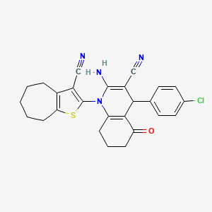 2-amino-4-(4-chlorophenyl)-1-{3-cyano-4H,5H,6H,7H,8H-cyclohepta[b]thiophen-2-yl}-5-oxo-1,4,5,6,7,8-hexahydroquinoline-3-carbonitrile