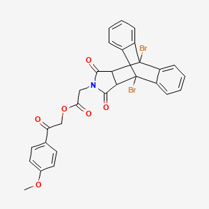 2-(4-Methoxyphenyl)-2-oxoethyl (1,8-dibromo-16,18-dioxo-17-azapentacyclo[6.6.5.0~2,7~.0~9,14~.0~15,19~]nonadeca-2,4,6,9,11,13-hexaen-17-yl)acetate (non-preferred name)