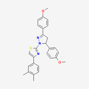 2-[3,5-bis(4-methoxyphenyl)-4,5-dihydro-1H-pyrazol-1-yl]-4-(3,4-dimethylphenyl)-1,3-thiazole