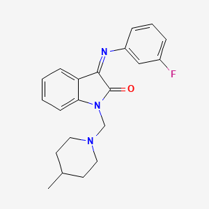 molecular formula C21H22FN3O B11529608 (3Z)-3-[(3-fluorophenyl)imino]-1-[(4-methylpiperidin-1-yl)methyl]-1,3-dihydro-2H-indol-2-one 