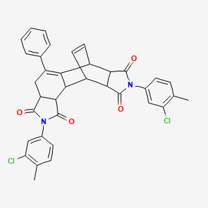 molecular formula C36H28Cl2N2O4 B11529612 2,8-bis(3-chloro-4-methylphenyl)-5-phenyl-3a,4,6,6a,9a,10,10a,10b-octahydro-6,10-ethenoisoindolo[5,6-e]isoindole-1,3,7,9(2H,8H)-tetrone 