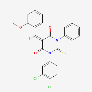 (5E)-1-(3,4-dichlorophenyl)-5-[(2-methoxyphenyl)methylidene]-3-phenyl-2-sulfanylidene-1,3-diazinane-4,6-dione