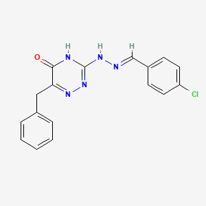 6-benzyl-3-[(2E)-2-(4-chlorobenzylidene)hydrazinyl]-1,2,4-triazin-5(2H)-one