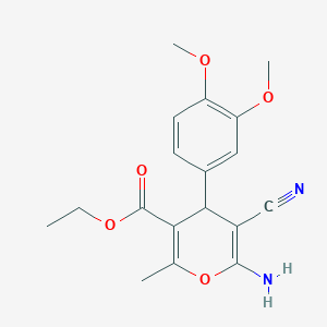 molecular formula C18H20N2O5 B11529664 ethyl 6-amino-5-cyano-4-(3,4-dimethoxyphenyl)-2-methyl-4H-pyran-3-carboxylate 