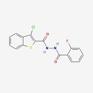 molecular formula C16H10ClFN2O2S B11529698 3-chloro-N'-[(2-fluorophenyl)carbonyl]-1-benzothiophene-2-carbohydrazide 