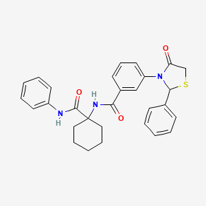 3-(4-oxo-2-phenyl-1,3-thiazolidin-3-yl)-N-[1-(phenylcarbamoyl)cyclohexyl]benzamide