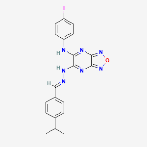 molecular formula C20H18IN7O B11529740 N-(4-iodophenyl)-6-{(2E)-2-[4-(propan-2-yl)benzylidene]hydrazinyl}[1,2,5]oxadiazolo[3,4-b]pyrazin-5-amine 