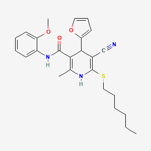 5-cyano-4-(furan-2-yl)-6-(hexylsulfanyl)-N-(2-methoxyphenyl)-2-methyl-1,4-dihydropyridine-3-carboxamide