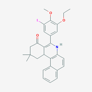 molecular formula C28H28INO3 B11529756 5-(3-ethoxy-5-iodo-4-methoxyphenyl)-2,2-dimethyl-2,3,6,12c-tetrahydrobenzo[a]phenanthridin-4(1H)-one 