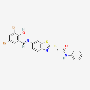 2-[(6-{[(E)-(3,5-dibromo-2-hydroxyphenyl)methylidene]amino}-1,3-benzothiazol-2-yl)sulfanyl]-N-phenylacetamide