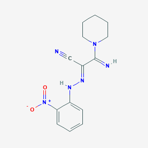 (2E)-3-imino-2-[2-(2-nitrophenyl)hydrazinylidene]-3-(piperidin-1-yl)propanenitrile