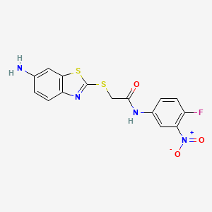 2-[(6-amino-1,3-benzothiazol-2-yl)sulfanyl]-N-(4-fluoro-3-nitrophenyl)acetamide