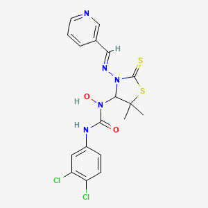 3-(3,4-dichlorophenyl)-1-(5,5-dimethyl-3-{[(E)-pyridin-3-ylmethylidene]amino}-2-thioxo-1,3-thiazolidin-4-yl)-1-hydroxyurea