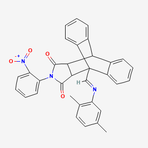 1-{(E)-[(2,5-dimethylphenyl)imino]methyl}-17-(2-nitrophenyl)-17-azapentacyclo[6.6.5.0~2,7~.0~9,14~.0~15,19~]nonadeca-2,4,6,9,11,13-hexaene-16,18-dione (non-preferred name)