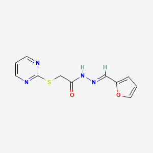 N'-[(E)-furan-2-ylmethylidene]-2-(pyrimidin-2-ylsulfanyl)acetohydrazide