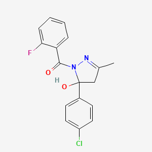 [5-(4-chlorophenyl)-5-hydroxy-3-methyl-4,5-dihydro-1H-pyrazol-1-yl](2-fluorophenyl)methanone