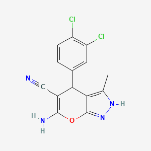 molecular formula C14H10Cl2N4O B11529866 6-Amino-4-(3,4-dichlorophenyl)-3-methyl-1,4-dihydropyrano[2,3-c]pyrazole-5-carbonitrile CAS No. 315244-85-0