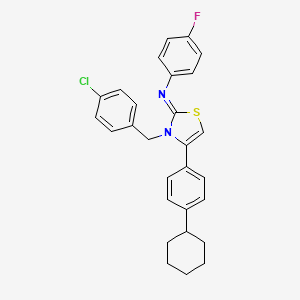 molecular formula C28H26ClFN2S B11529909 N-[(2Z)-3-(4-chlorobenzyl)-4-(4-cyclohexylphenyl)-1,3-thiazol-2(3H)-ylidene]-4-fluoroaniline 