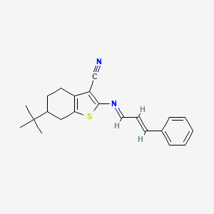 molecular formula C22H24N2S B11529918 6-tert-butyl-2-{[(1E,2E)-3-phenylprop-2-en-1-ylidene]amino}-4,5,6,7-tetrahydro-1-benzothiophene-3-carbonitrile 