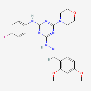 4-[(2E)-2-(2,4-dimethoxybenzylidene)hydrazinyl]-N-(4-fluorophenyl)-6-(morpholin-4-yl)-1,3,5-triazin-2-amine