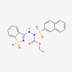 Ethyl 2-(1,1-dioxido-1,2-benzothiazol-3-yl)-1-(naphthalen-2-ylsulfonyl)hydrazinecarboxylate