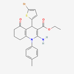 Ethyl 2-amino-4-(5-bromothiophen-2-yl)-1-(4-methylphenyl)-5-oxo-1,4,5,6,7,8-hexahydroquinoline-3-carboxylate