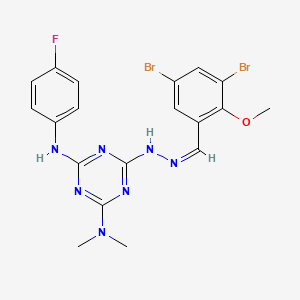 6-[(2Z)-2-(3,5-dibromo-2-methoxybenzylidene)hydrazinyl]-N'-(4-fluorophenyl)-N,N-dimethyl-1,3,5-triazine-2,4-diamine