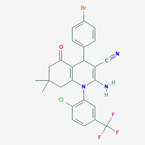 2-Amino-4-(4-bromophenyl)-1-[2-chloro-5-(trifluoromethyl)phenyl]-7,7-dimethyl-5-oxo-1,4,5,6,7,8-hexahydroquinoline-3-carbonitrile