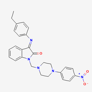 molecular formula C27H27N5O3 B11530137 (3Z)-3-[(4-ethylphenyl)imino]-1-{[4-(4-nitrophenyl)piperazin-1-yl]methyl}-1,3-dihydro-2H-indol-2-one 