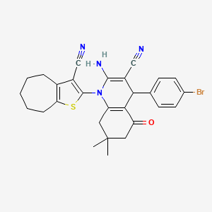 2-amino-4-(4-bromophenyl)-1-(3-cyano-5,6,7,8-tetrahydro-4H-cyclohepta[b]thiophen-2-yl)-7,7-dimethyl-5-oxo-1,4,5,6,7,8-hexahydroquinoline-3-carbonitrile