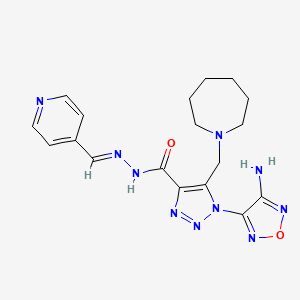 molecular formula C18H22N10O2 B11530220 1-(4-amino-1,2,5-oxadiazol-3-yl)-5-(azepan-1-ylmethyl)-N'-[(E)-pyridin-4-ylmethylidene]-1H-1,2,3-triazole-4-carbohydrazide 