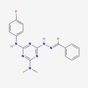 6-[(2E)-2-benzylidenehydrazinyl]-N'-(4-fluorophenyl)-N,N-dimethyl-1,3,5-triazine-2,4-diamine