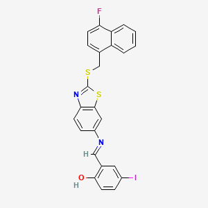 2-[(E)-[(2-{[(4-Fluoronaphthalen-1-YL)methyl]sulfanyl}-1,3-benzothiazol-6-YL)imino]methyl]-4-iodophenol