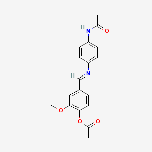 Benzene, 1-(4-acetoxy-3-methoxybenzylidenamino)-4-acetylamino-