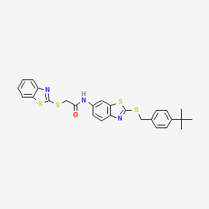 2-(1,3-benzothiazol-2-ylsulfanyl)-N-{2-[(4-tert-butylbenzyl)sulfanyl]-1,3-benzothiazol-6-yl}acetamide