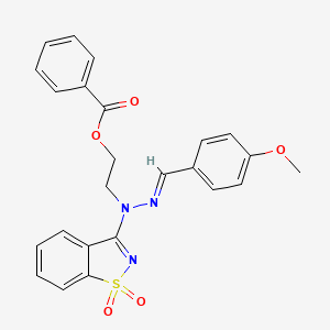 2-[(2E)-1-(1,1-dioxido-1,2-benzothiazol-3-yl)-2-(4-methoxybenzylidene)hydrazinyl]ethyl benzoate