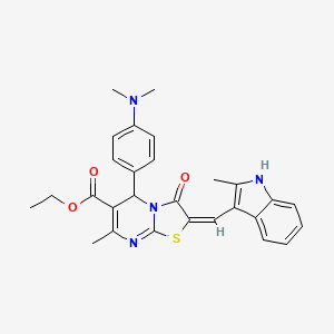 ethyl (2E)-5-[4-(dimethylamino)phenyl]-7-methyl-2-[(2-methyl-1H-indol-3-yl)methylidene]-3-oxo-2,3-dihydro-5H-[1,3]thiazolo[3,2-a]pyrimidine-6-carboxylate