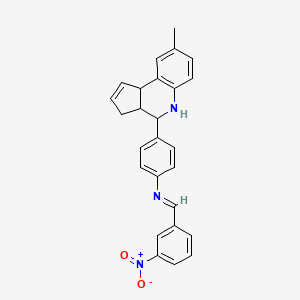 molecular formula C26H23N3O2 B11530390 4-(8-methyl-3a,4,5,9b-tetrahydro-3H-cyclopenta[c]quinolin-4-yl)-N-[(E)-(3-nitrophenyl)methylidene]aniline 