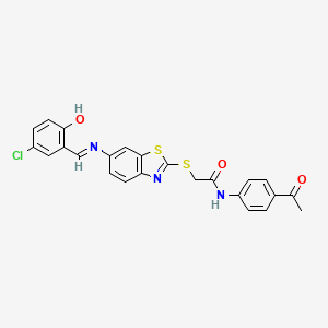 N-(4-acetylphenyl)-2-[(6-{[(E)-(5-chloro-2-hydroxyphenyl)methylidene]amino}-1,3-benzothiazol-2-yl)sulfanyl]acetamide