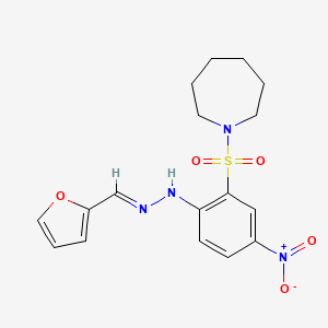 molecular formula C17H20N4O5S B11530406 1-({2-[(2E)-2-(furan-2-ylmethylidene)hydrazinyl]-5-nitrophenyl}sulfonyl)azepane 