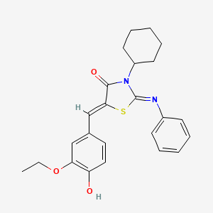 (2E,5Z)-3-Cyclohexyl-5-[(3-ethoxy-4-hydroxyphenyl)methylidene]-2-(phenylimino)-1,3-thiazolidin-4-one