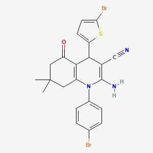 2-Amino-1-(4-bromophenyl)-4-(5-bromothiophen-2-yl)-7,7-dimethyl-5-oxo-1,4,5,6,7,8-hexahydroquinoline-3-carbonitrile