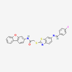 N-(Dibenzo[B,D]furan-3-YL)-2-[(6-{[(Z)-(4-iodophenyl)methylene]amino}-1,3-benzothiazol-2-YL)sulfanyl]acetamide