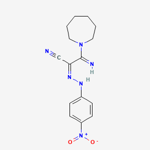 molecular formula C15H18N6O2 B11530471 (2Z)-3-(azepan-1-yl)-3-imino-2-[2-(4-nitrophenyl)hydrazinylidene]propanenitrile 