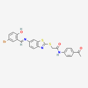 N-(4-acetylphenyl)-2-[(6-{[(E)-(5-bromo-2-hydroxyphenyl)methylidene]amino}-1,3-benzothiazol-2-yl)sulfanyl]acetamide