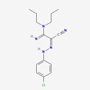 (2Z)-2-[2-(4-chlorophenyl)hydrazinylidene]-2-cyano-N,N-dipropylethanimidamide