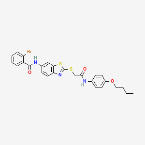 molecular formula C26H24BrN3O3S2 B11530517 2-bromo-N-[2-({2-[(4-butoxyphenyl)amino]-2-oxoethyl}sulfanyl)-1,3-benzothiazol-6-yl]benzamide 