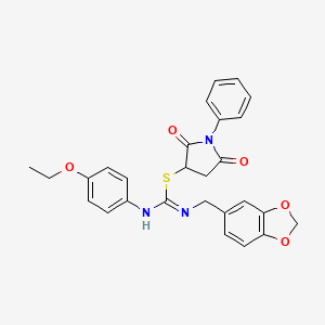 2,5-dioxo-1-phenylpyrrolidin-3-yl N-(1,3-benzodioxol-5-ylmethyl)-N'-(4-ethoxyphenyl)carbamimidothioate